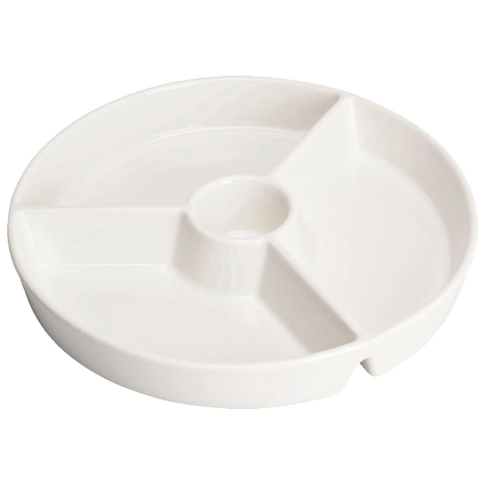 Talerz na przekąski porcelanowy biały dzielony 26 cm