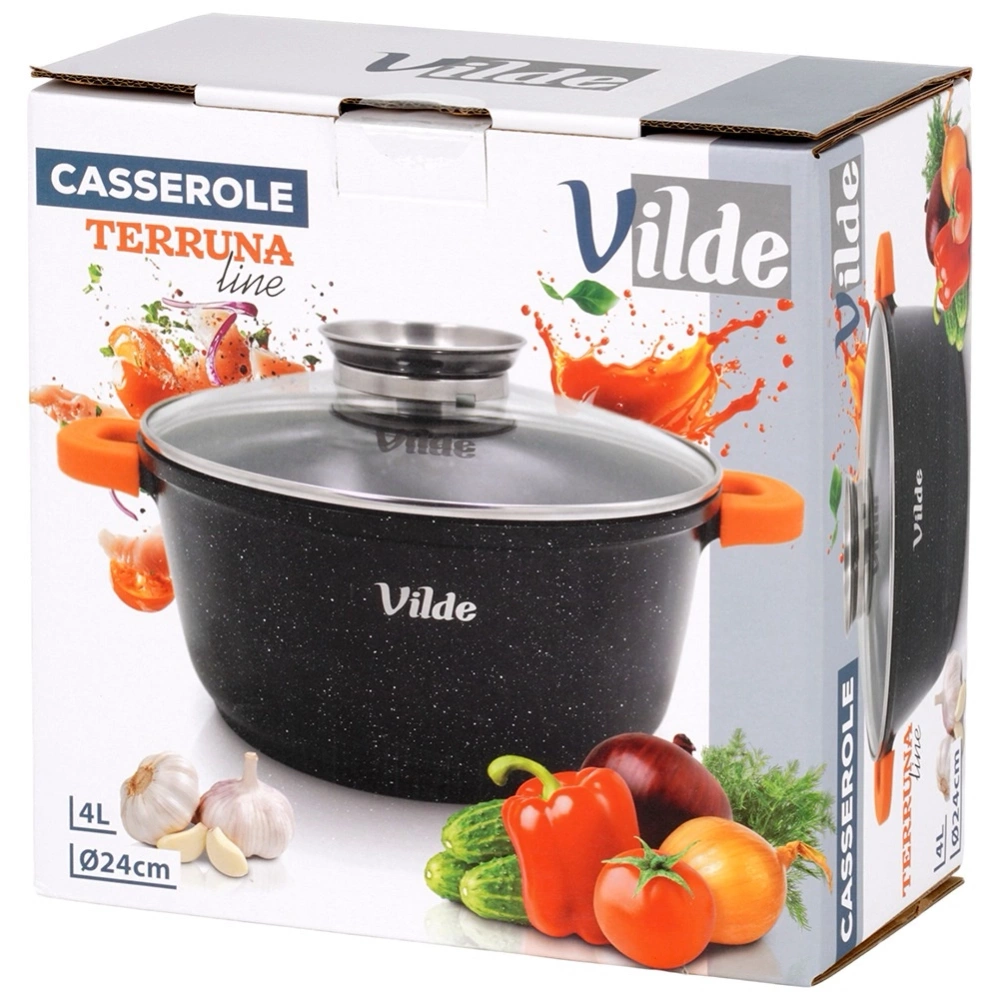 Garnek granitowy ze szklaną pokrywką TERRUNA AROMA 24 cm, 4 l