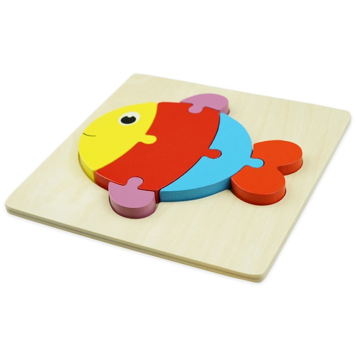Drewniana kolorowa układanka puzzle rybka