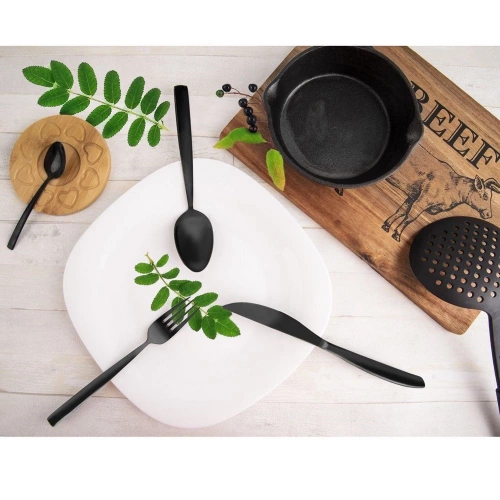 Zestaw sztućców stalowy czarny dla 6 osób BLACK 24 el.