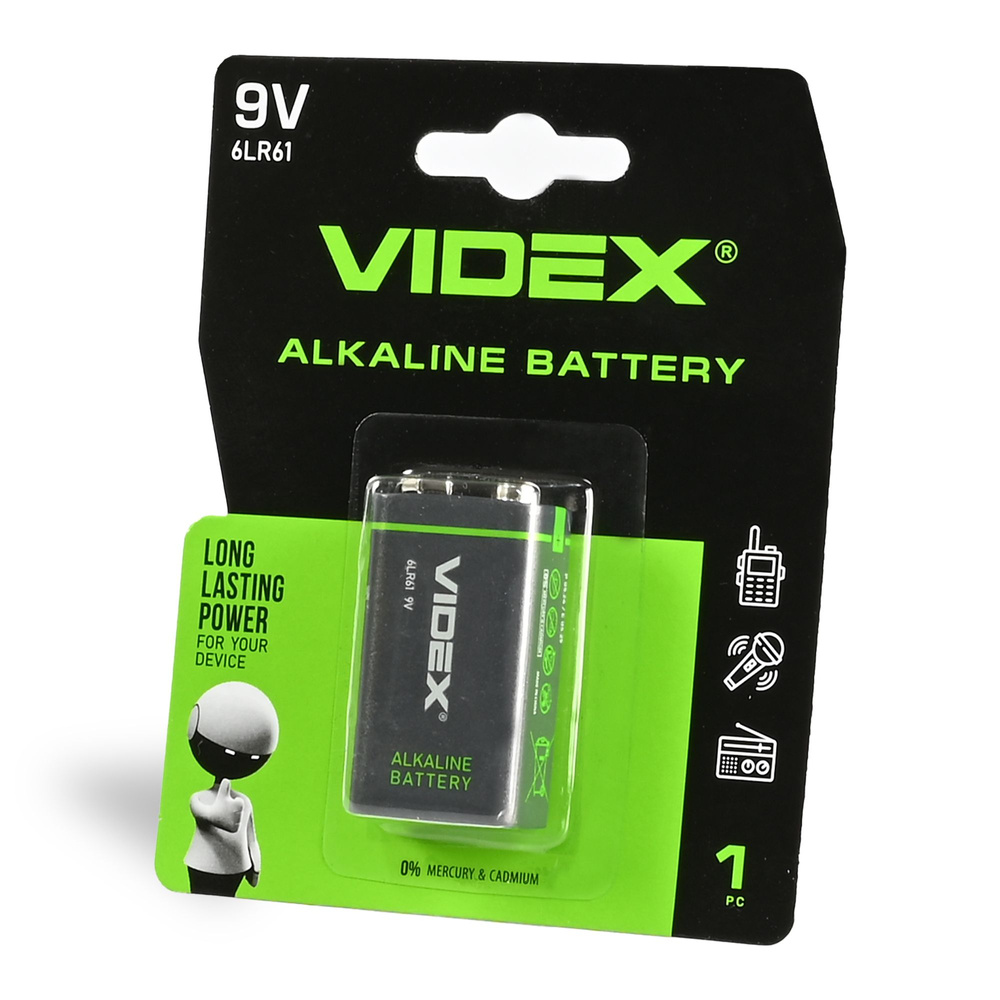 Bateria alkaliczna VIDEX 6LR61/9V 1 szt. BLISTER