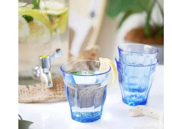 Niskie szklanki 250 ml zestaw 6 szt. niebieskie szkło hartowane Duralex