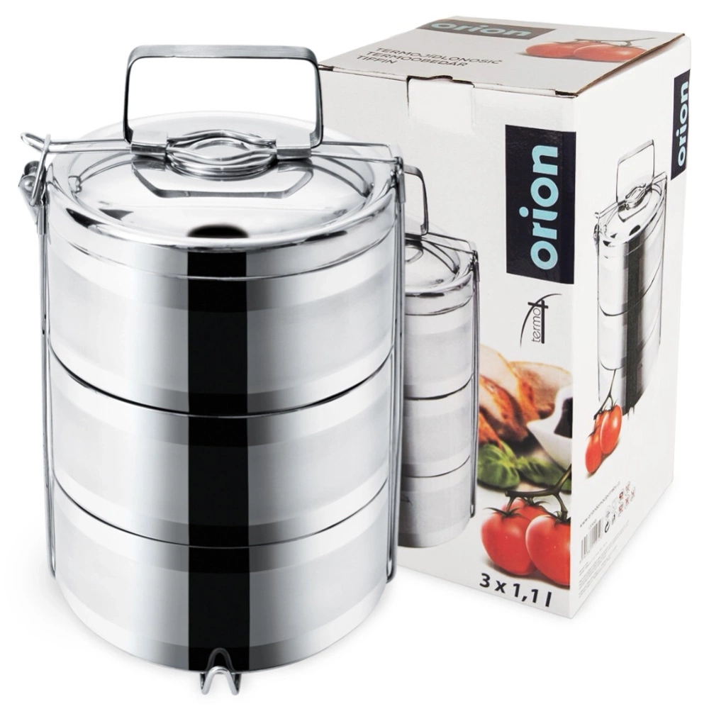 Menażka obiadowa termiczna stalowa 3-poziomowa 3x1,1 l