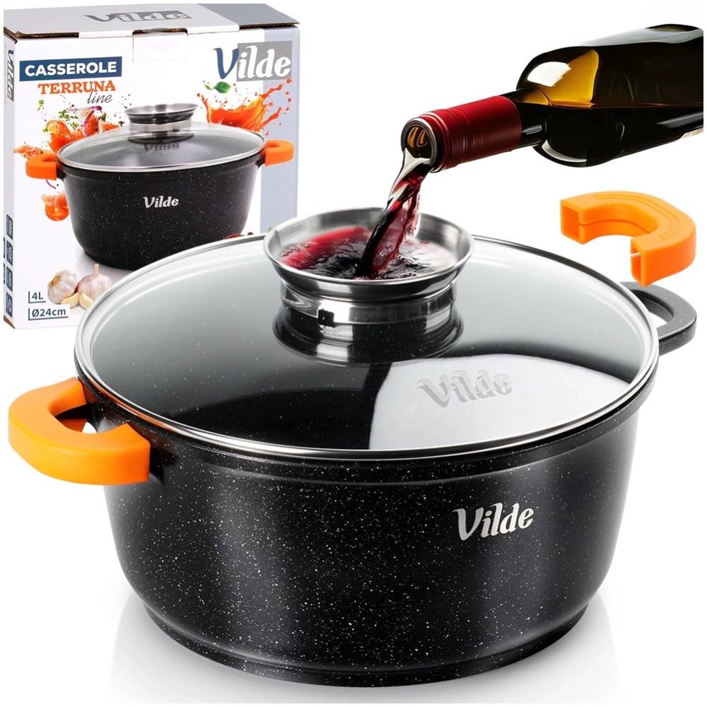 Garnek granitowy ze szklaną pokrywką TERRUNA AROMA 24 cm, 4 l