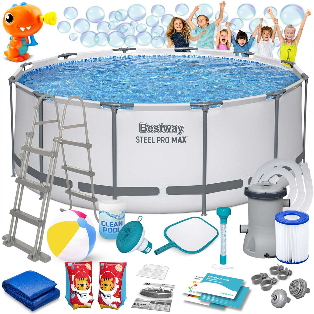 Basen ogrodowy stelażowy 366 x 122 cm 18w1 Bestway 56420 + maszynka do baniek GRATIS