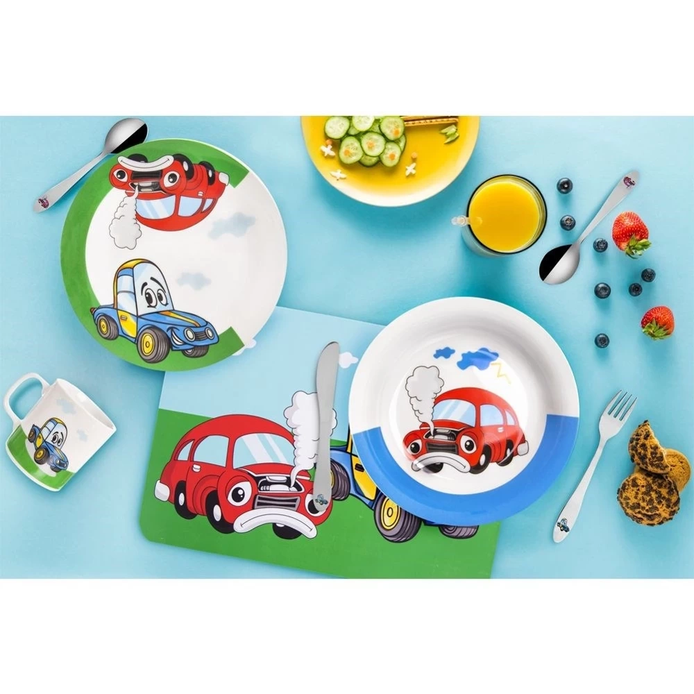Zestaw śniadaniowy dziecięcy porcelanowy AUTO 3 el.