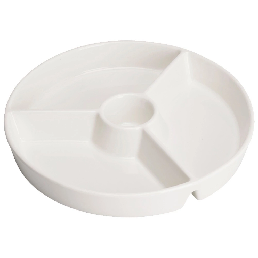 Talerz na przekąski porcelanowy biały dzielony 26 cm