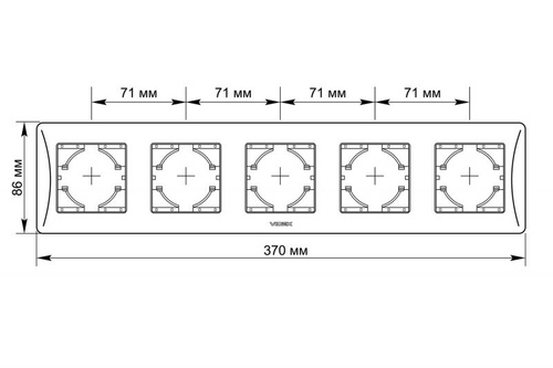 Ramka Pozioma do Gniazdek Videx Binera Pięciokrotny Natynkowa Czarna