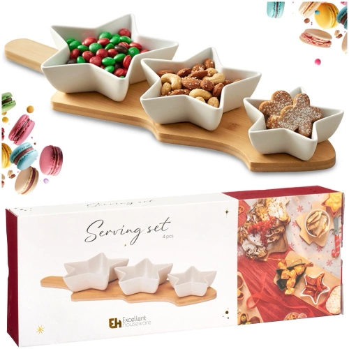 Miseczki na przekąski porcelanowe na tacy 4 el.