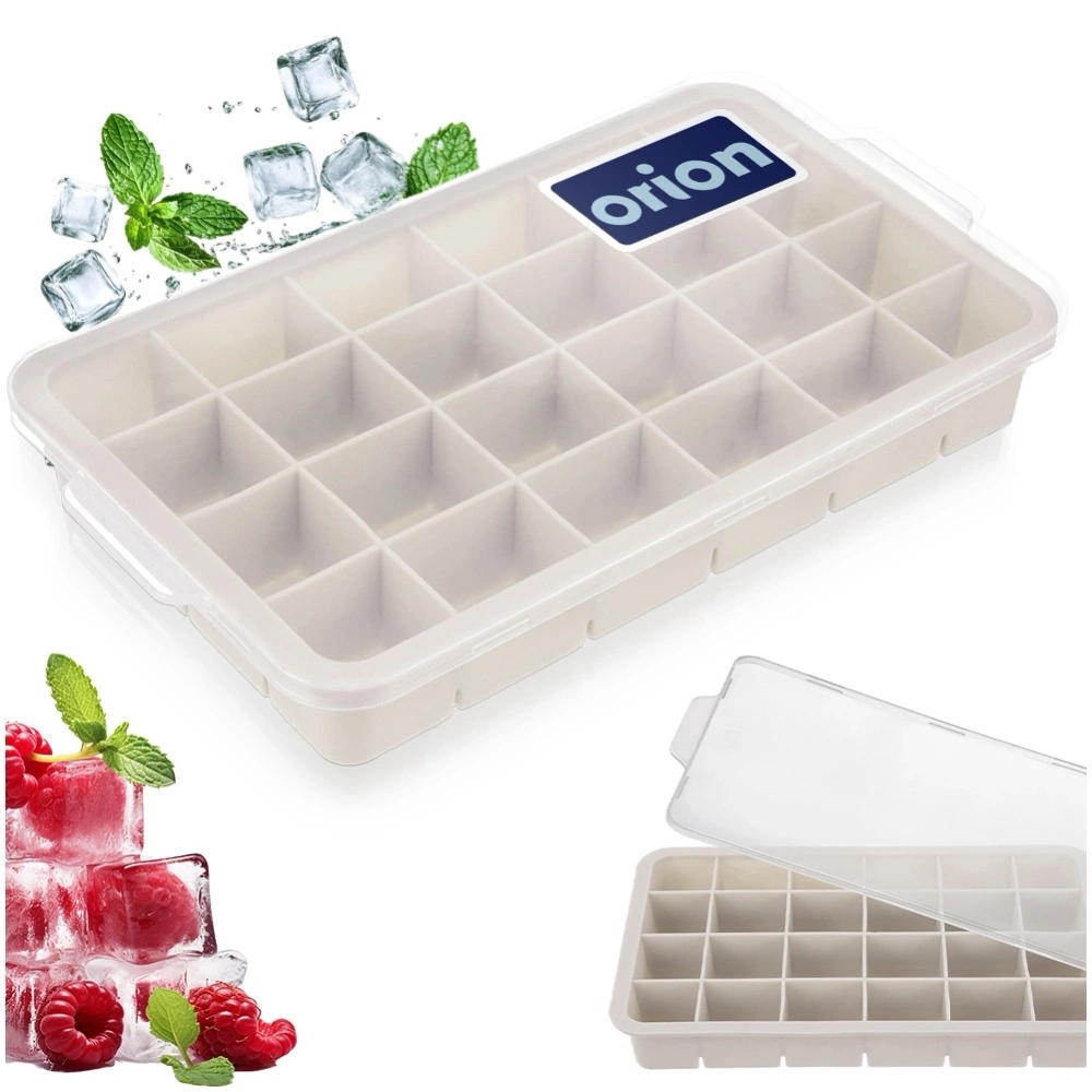 Forma do kostek lodu z pokrywką silikonowa beżowa 22,5x13x3 cm