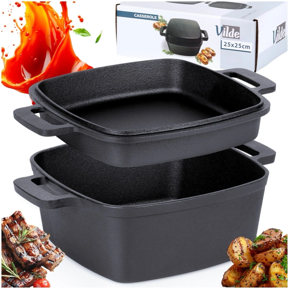 Garnek z pokrywką żeliwny 2w1 CAST LINE 25 cm, 4,5 l / 1,8 l