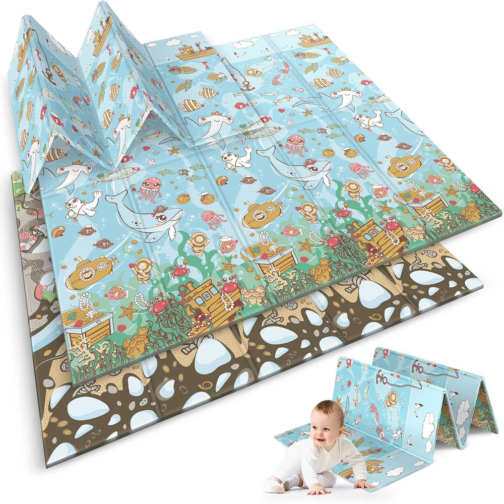 Mata piankowa edukacyjna składana 200 x 180 x 1 cm ziemia