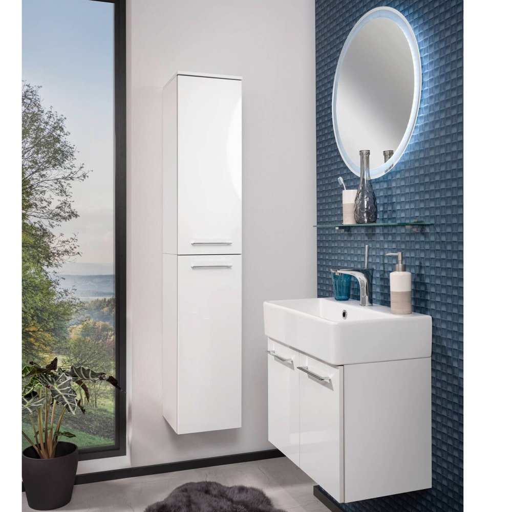Zestaw białych mebli łazienkowych z umywalką ceramiczną 60 cm Lima Fackelmann