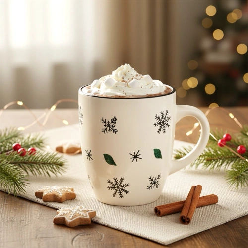 Kubek ceramiczny płatki śniegu 350 ml