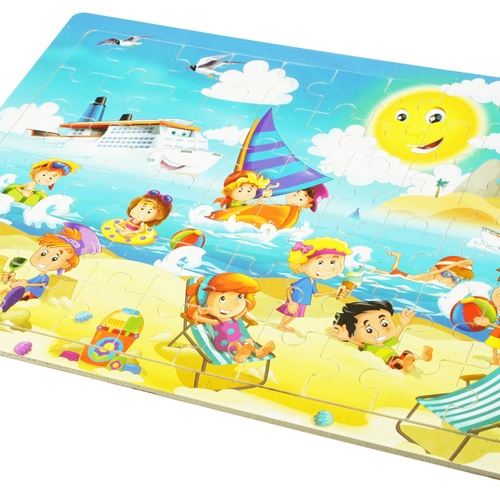 Drewniana kolorowa układanka puzzle plaża morze