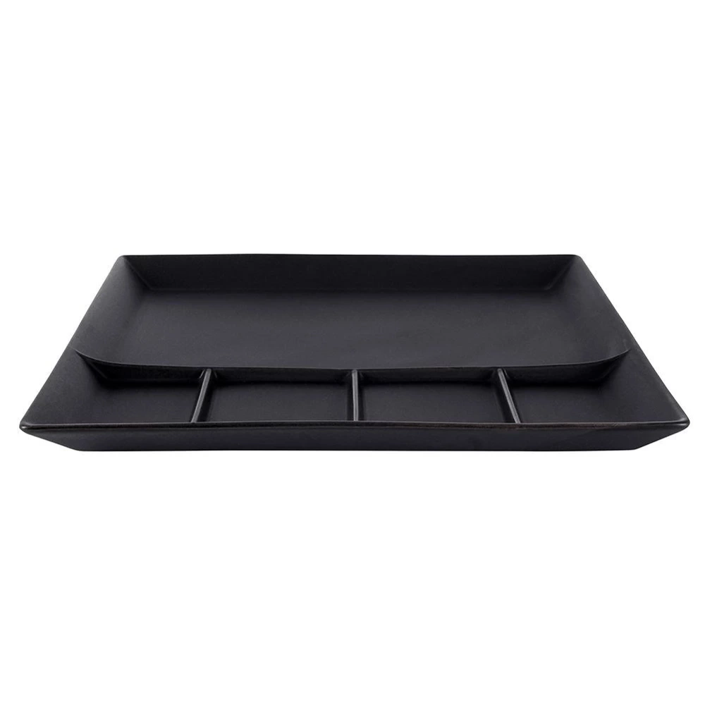 Talerz dzielony porcelanowy czarny 25x25 cm