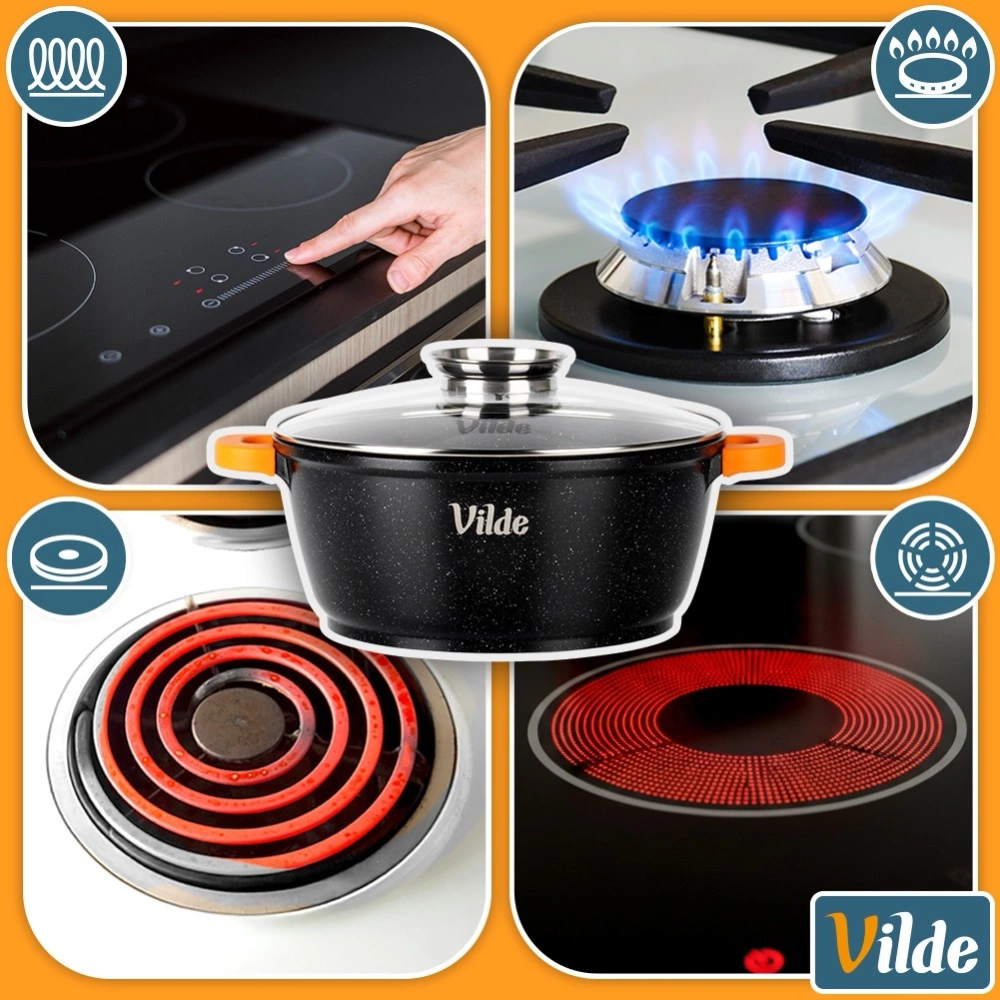 Garnek granitowy ze szklaną pokrywką TERRUNA AROMA 28 cm, 5,8 l