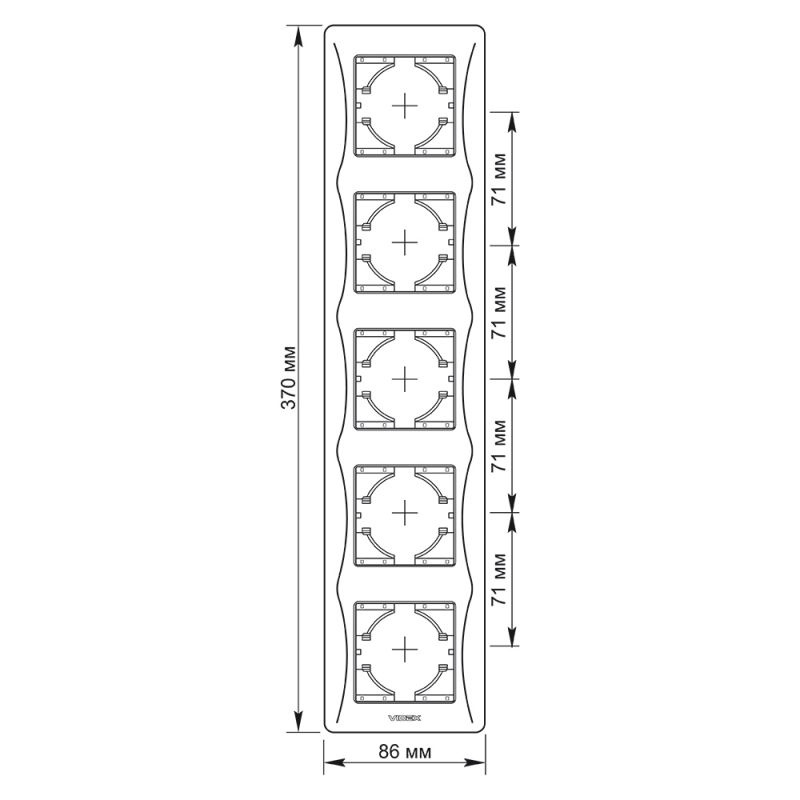 Ramka 5-krotna pionowa czarny grafit BINERA