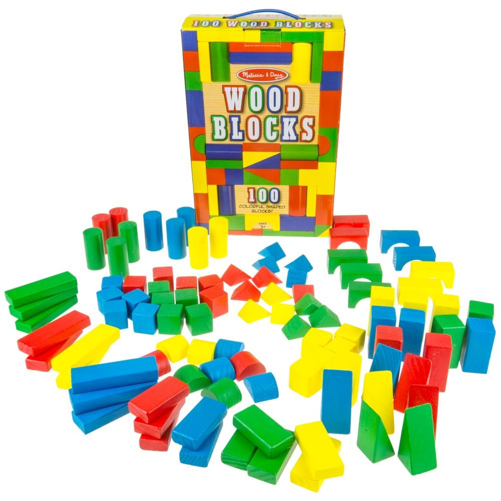 Duże drewniane klocki zestaw 100 sztuk