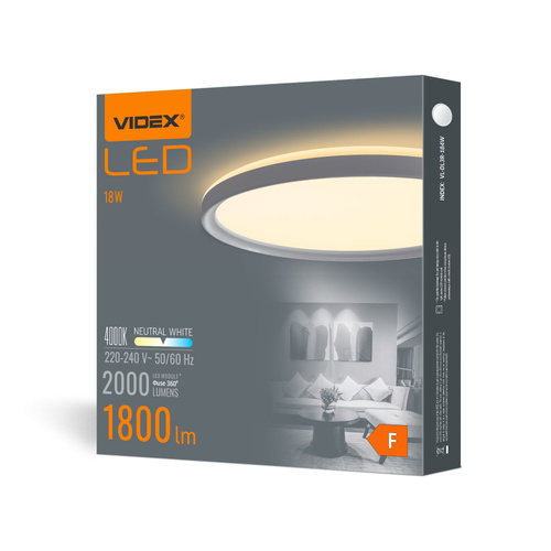 Elegancka Lampa sufitowa LED Videx plafon okrągły 18W 1800lm 29cm biały