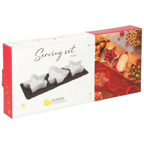 Miseczki na przekąski porcelanowe na tacy 4 el.