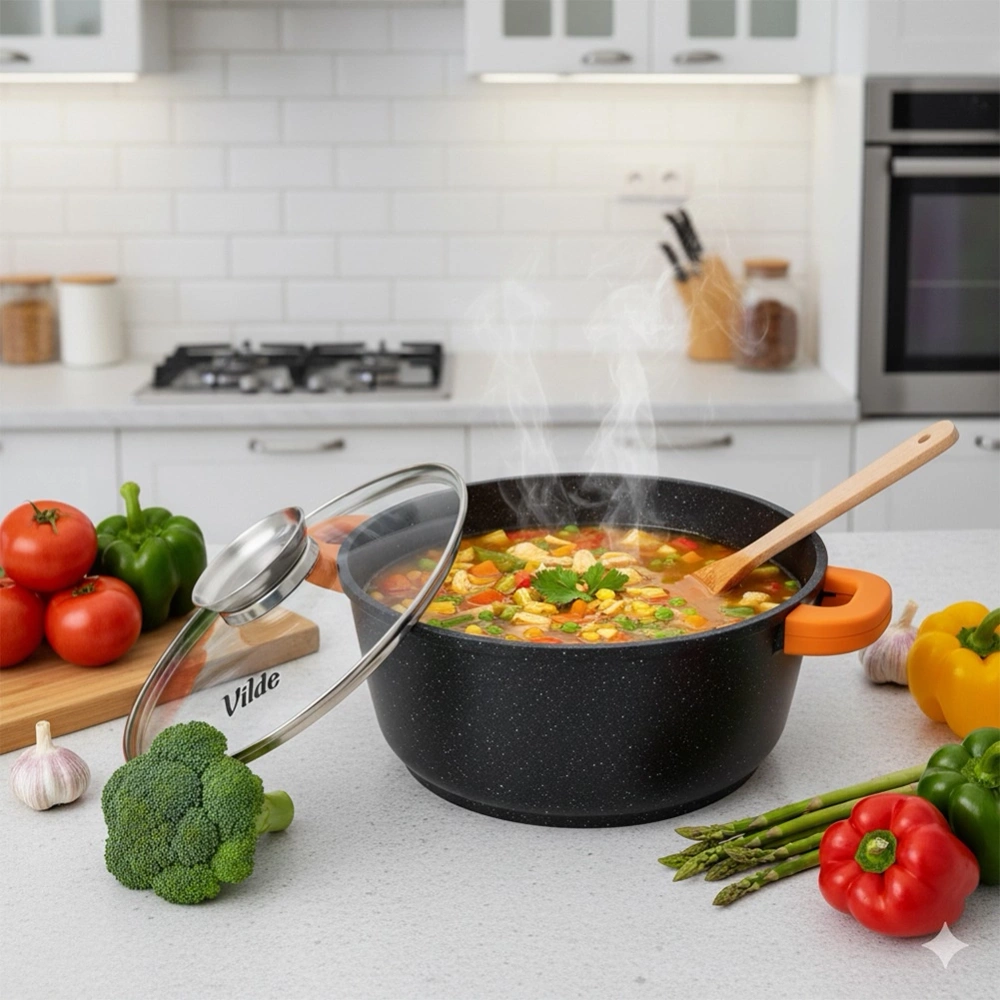 Garnek granitowy ze szklaną pokrywką TERRUNA AROMA 24 cm, 4 l