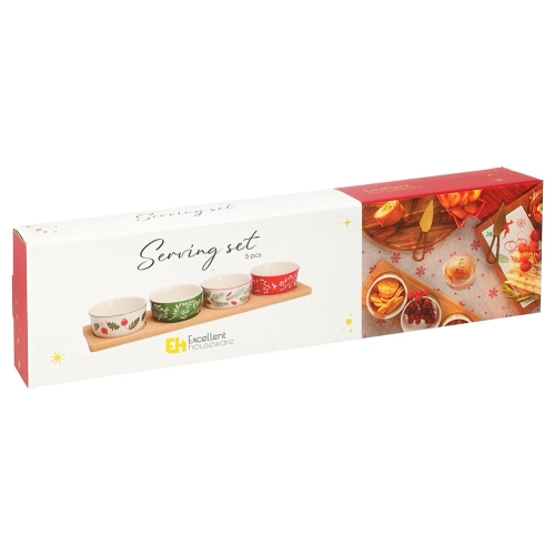 Miseczki na przekąski porcelanowe na tacy 5 el.