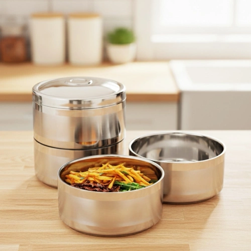 Menażka obiadowa termiczna stalowa 4-poziomowa 4x1,1 l