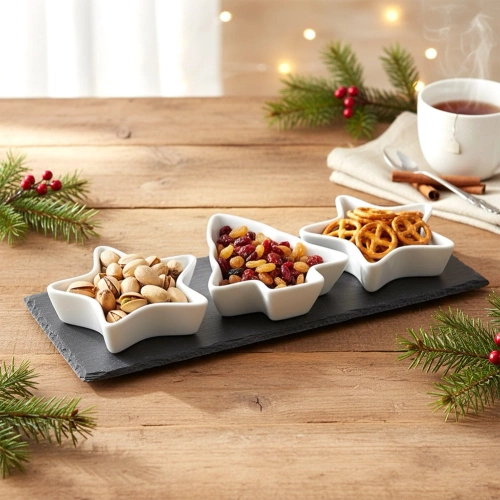 Miseczki na przekąski porcelanowe na tacy 4 el.