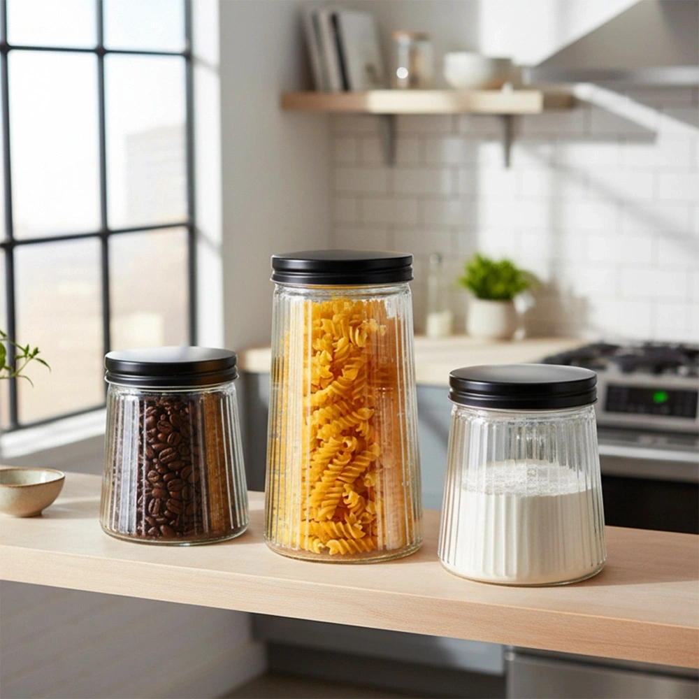 Pojemnik na produkty sypkie szklany z pokrywką 1 l