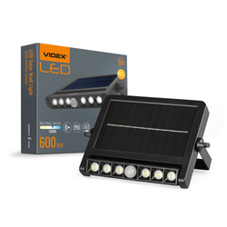 LAMPA SOLARNA LED VIDEX CZUJNIK RUCHU ZMIERZCHU NAŚWIETLACZ 2Ah 600lm