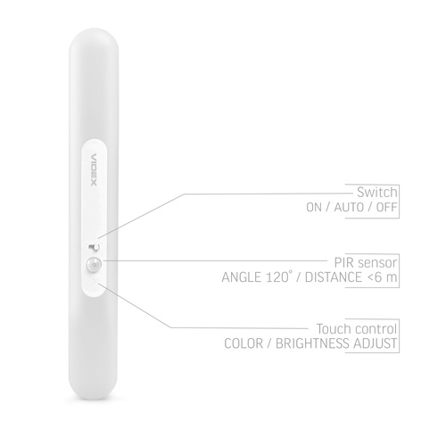 LAMPA LED ŁADOWALNA Z CZUJNIKIEM RUCHU VIDEX VL-NL013W-SR