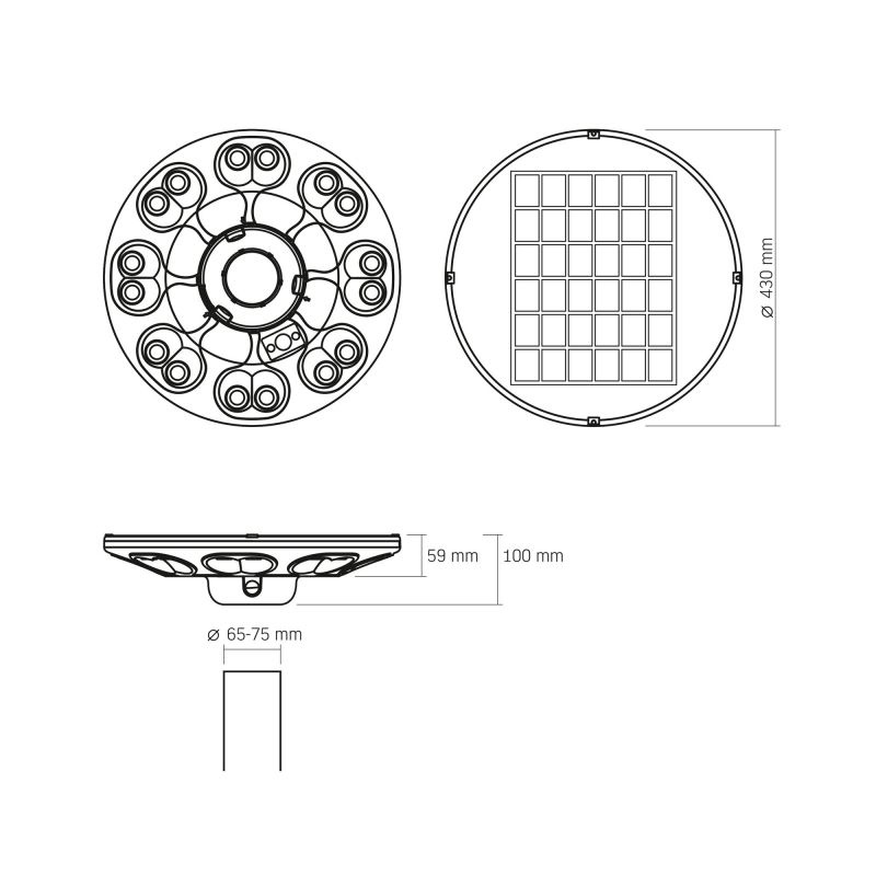 Lampa parkowa VIDEX LED solarna IP54 z czujnikiem ruchu 1400lm LiFePO4  