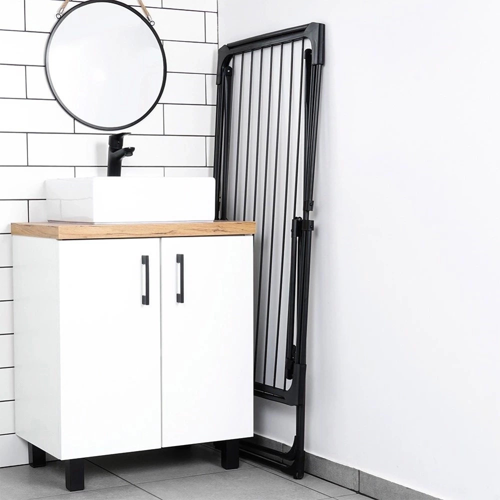 Suszarka na pranie metalowa czarna rozsuwana XXL 108-182 cm