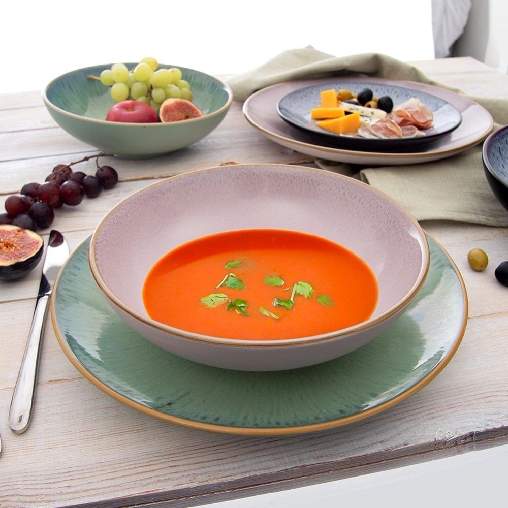 Talerz obiadowy głęboki ceramiczny różowy GLAZE 21 cm