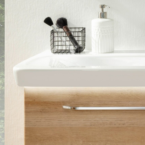 Szafka 80 cm sękaty dąb z umywalką ceramiczną Milano Fackelmann