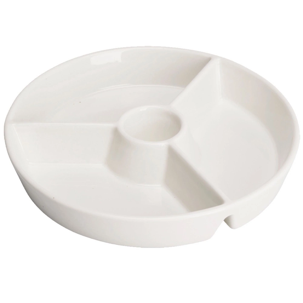 Talerz na przekąski porcelanowy biały dzielony 19 cm