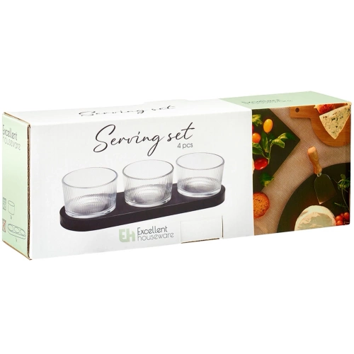 Miseczki na przekąski szklane na tacy 4 el.