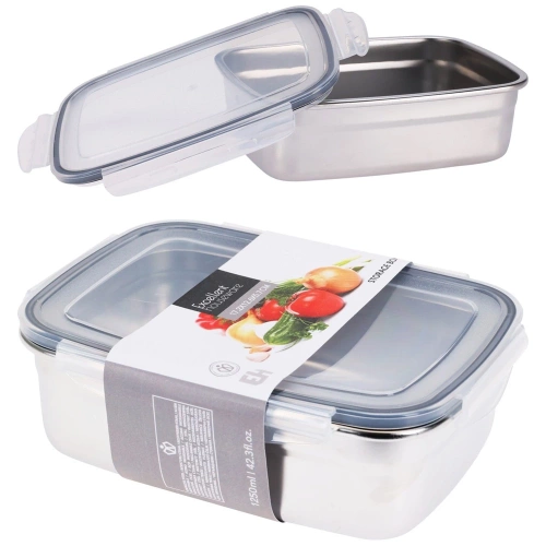 Pojemnik na żywność stalowy z pokrywką i uszczelką 1,25 l