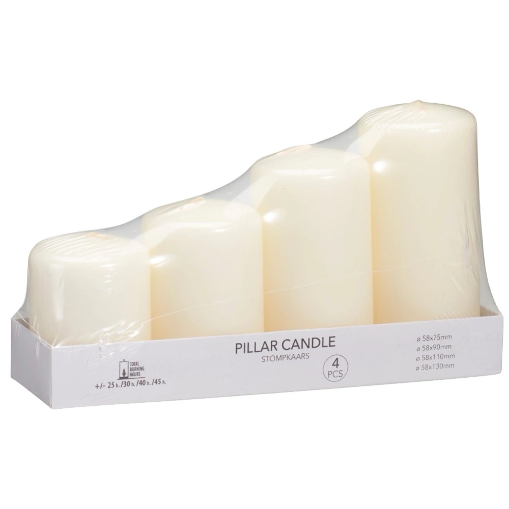 Świece bryłowe białe bezzapachowe 4 szt.