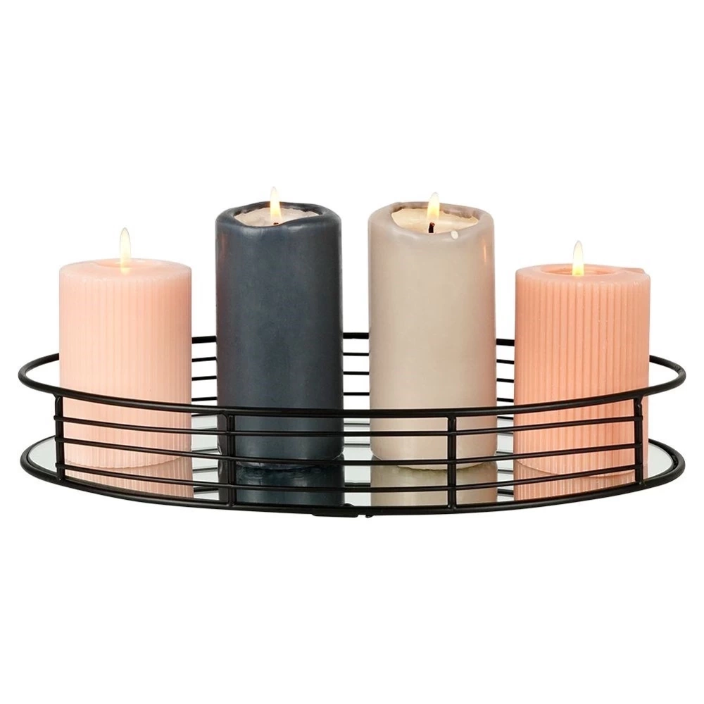 Taca lustrzana na świece czarna 35x18 cm