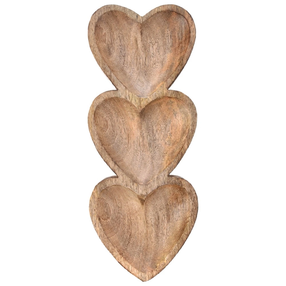 Talerz na przekąski drewniany dzielony serce MANGO 40x16 cm