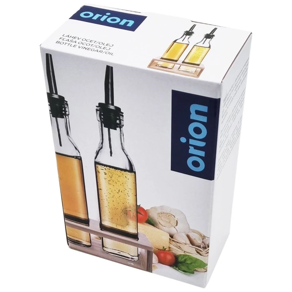 Butelki na oliwę i ocet szklane z dozownikiem w stojaku 2x 300 ml 3 el.