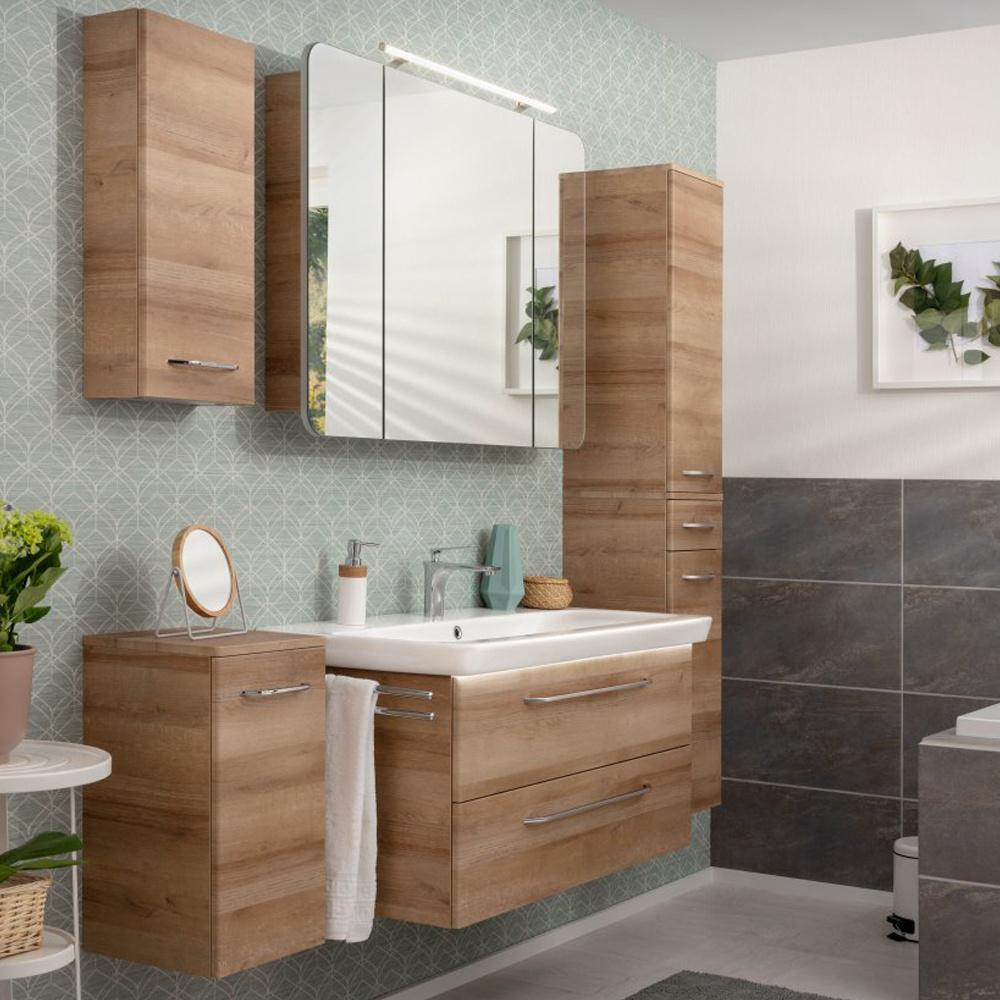 Szafka lustrzana 3D LED 109,9 cm z kolekcji Milano sękaty dąb Fackelmann 84282