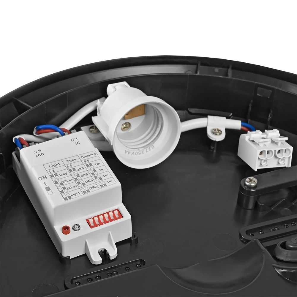 Plafon sufitowy z czujnikiem mikrofalowym 30W IP65 czarny