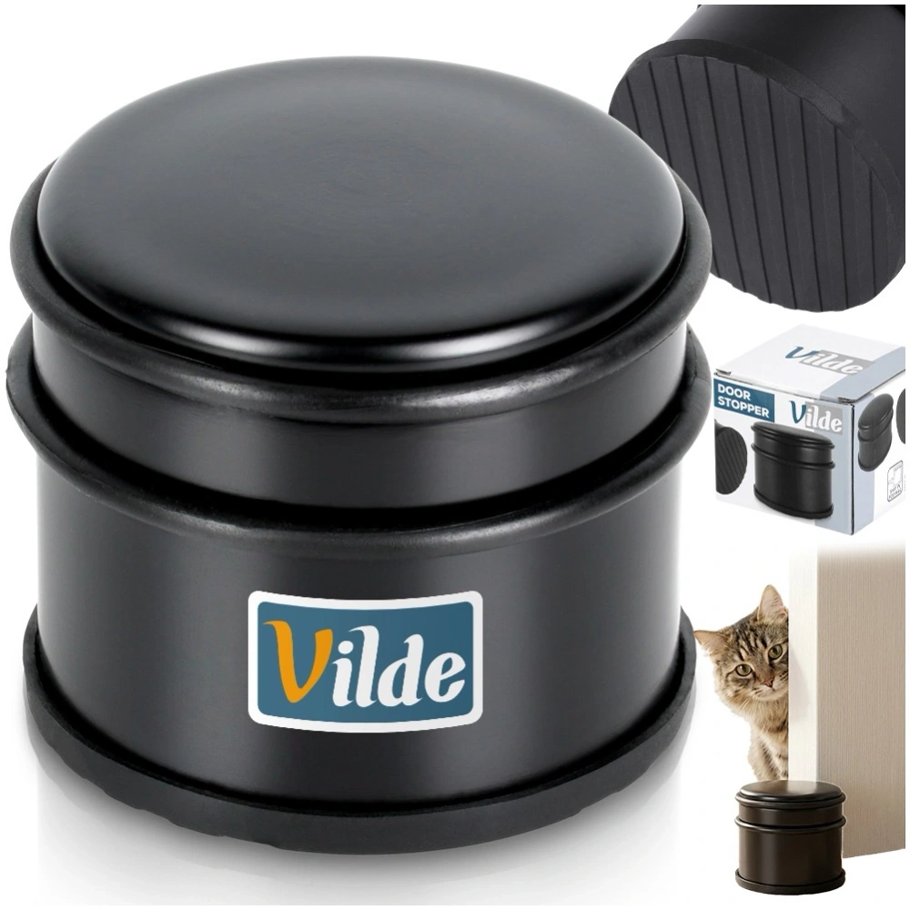 Stoper do drzwi stalowy czarny 9,5 cm