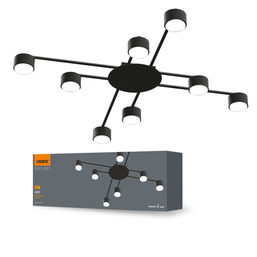 Lampa Sufitowa Videx LED Żyrandol Oprawa 8x GX53 Czarna Nowoczesna
