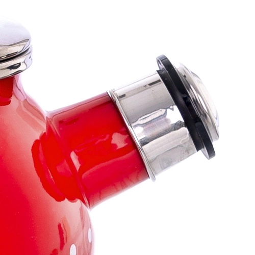 Czajnik z gwizdkiem emaliowany czerwony w grochy TECKA 1,75 l