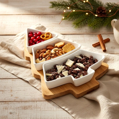 Miseczki na przekąski porcelanowe na tacy 4 el.