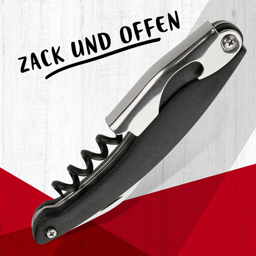 Korkociąg czarny, stal nierdzewna, ergonomiczny uchwyt FACKELMANN